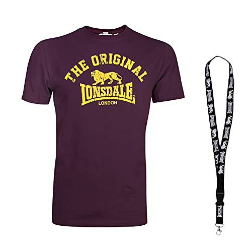 Lonsdale T-Shirt - Herren Shirts - Männer Tshirt - Kurzarm Shirt - Limited Schlüsselband (3XL, Original Oxblood) von Lonsdale