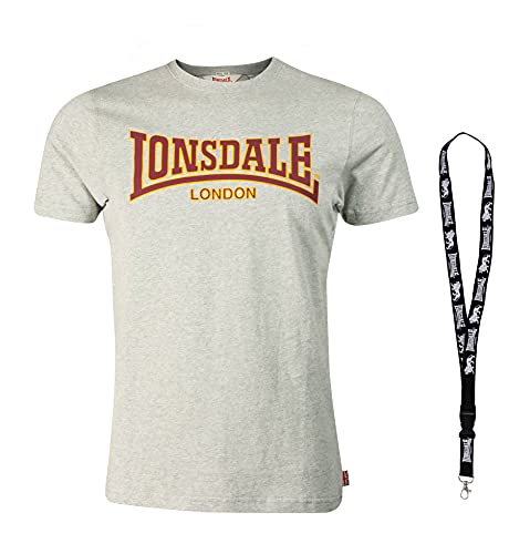 Lonsdale T-Shirt - Herren Shirts - Männer Tshirt - Kurzarm Shirt - Limited Schlüsselband (L, Marl Grey) von Lonsdale