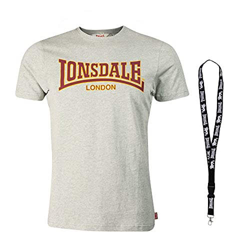 Lonsdale T-Shirt - Herren Shirts - Männer Tshirt - Kurzarm Shirt - Limited Schlüsselband (M, Marl Grey) von Lonsdale