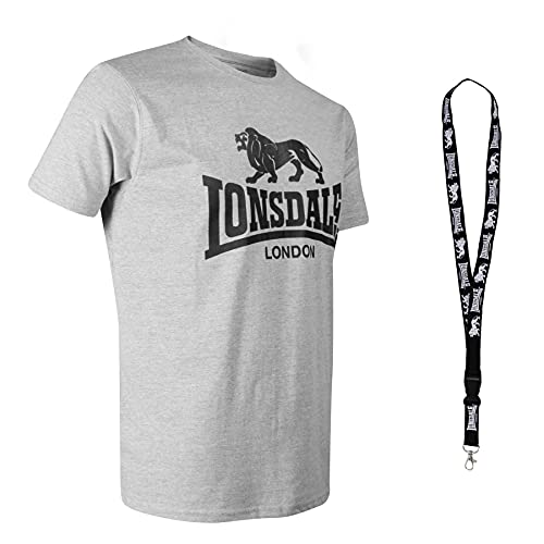 Lonsdale T-Shirt - Herren Shirts - Männer Tshirt - Kurzarm Shirt - Limited Schlüsselband (M, Marl Gry) von Lonsdale