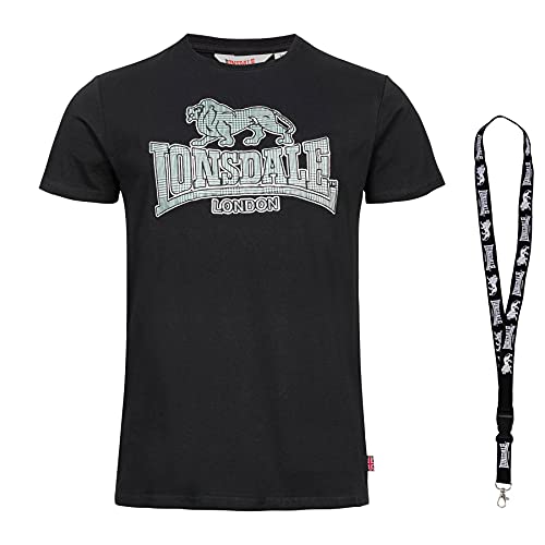 Lonsdale T-Shirt - Herren Shirts - Männer Tshirt - Kurzarm Shirt - Limited Schlüsselband (XL, Black White) von Lonsdale