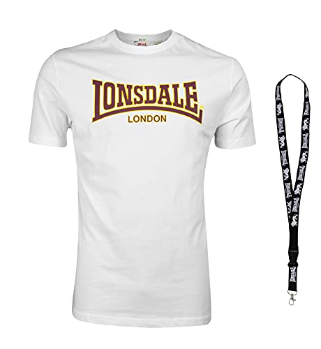 Lonsdale T-Shirt - Herren Shirts - Männer Tshirt - Kurzarm Shirt - Limited Schlüsselband (XL, White) von Lonsdale