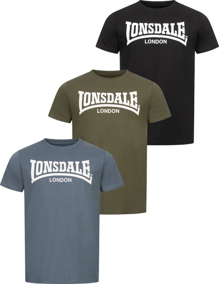 Lonsdale T-Shirt Hinstock Herren T-Shirt normale Passform 3er pack von Lonsdale