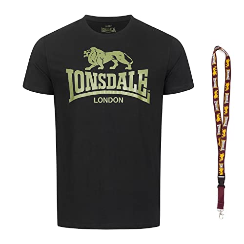 Lonsdale T-Shirt - Kurzarm Shirts - Herren Shirt - Limited Schluesselband (Logo Black Olive, L) von Lonsdale