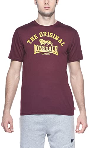 Lonsdale Unisex T-shirt Slim Fit Original Langarmshirt, Altmodisches Weinrot, XL EU von Lonsdale
