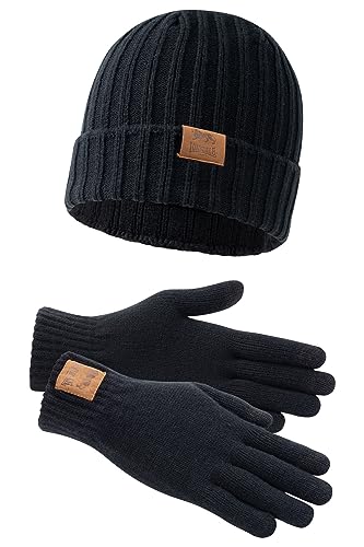 Lonsdale DEAZLEY Unisex Mütze und Handschuh Set, Black, L/XL von Lonsdale