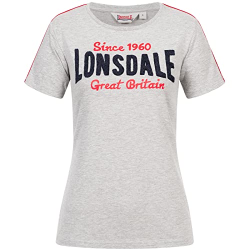 Lonsdale Women's CREGGAN T-Shirt, Marl Grey/Navy/Red, XL von Lonsdale