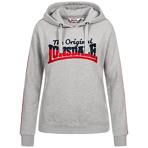 Lonsdale Women's LISSAN Kapuzensweatshirt, Marl Grey/Navy/Red, L von Lonsdale