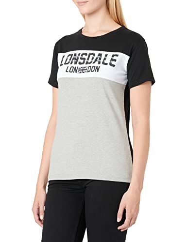 Lonsdale Women's Tallow T-Shirt, Black/Marl Grey/White, M von Lonsdale