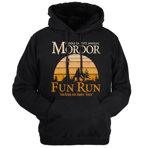 Lontse Middle Earth's Annual, Mordor Fun Run, One Does Not Simply Walk Hoodie Sweatshirt Pullover für Herren, Schwarz/R2, X-Large Lontse Middle Earth's Annual, Mordor Fun Run, One Does Not Simply Walk Hoodie Sweatshirt Pullover für Herren, Schwarz/R2, X-Large von Lontse