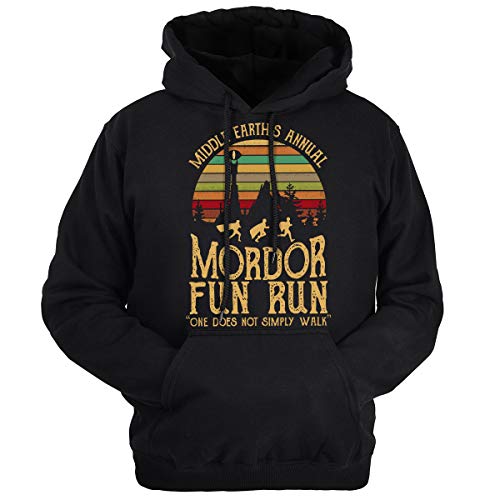 Lontse Middle Earth's Annual, Mordor Fun Run, One Does Not Simply Walk Hoodie Sweatshirt Pullover für Herren, schwarz, X-Large Lontse Middle Earth's Annual, Mordor Fun Run, One Does Not Simply Walk Hoodie Sweatshirt Pullover für Herren, schwarz, X-Large von Lontse
