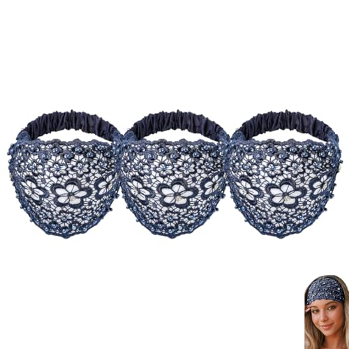 3-Teiliges Set Mit Breiten Stirnbändern Im Boho-Chic-Stil Mit Kristall- Und Perlenverzierung, Ideal Für Hochzeiten, Urlaube Und Das Tägliche Styling Für Frauen – Luxus-Haarschmuck(Blue,3pcs) von Lonvgrt