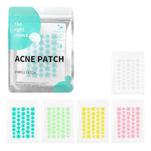 Lonwiner Pimple Patches Sterne Hydrokolloid, Pickelpatches Gesicht Pickel Patch Anti Pickel Hydrokolloid Pflaster, 5 Farben von Lonwiner