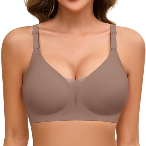Lonya BH Damen ohne Bügel Nahtloser BH Tiefem V-Ausschnitt Bügellos Soft Mesh Push Up BH ohne Buegel Seamless Gepolstert Bralette Guter Halt Bra Bequem BH Bügellos Bustier, Grau, L Lonya BH Damen ohne Bügel Nahtloser BH Tiefem V-Ausschnitt Bügellos Soft Mesh Push Up BH ohne Buegel Seamless Gepolstert Bralette Guter Halt Bra Bequem BH Bügellos Bustier, Grau, L von Lonya