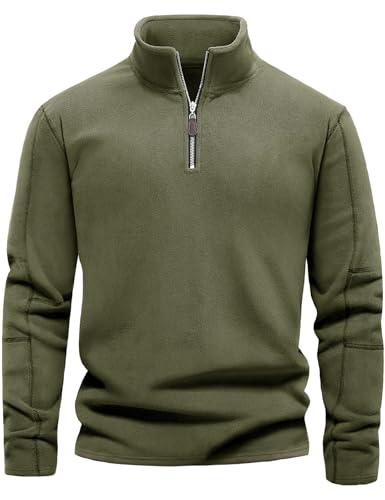 Lonya Herren Fleece Pullover Winter Half Zip Microfleece Sweatshirt Thermo Fleecepullover Warm Pulli Winterpullover Armeegrün,XXL von Lonya