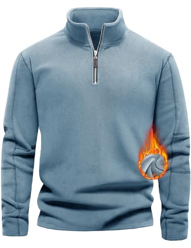 Lonya Herren Fleece Pullover Winter Half Zip Microfleece Sweatshirt Thermo Fleecepullover Warm Pulli Winterpullover Blau,XXL von Lonya