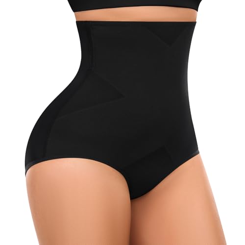 Lonya Shapewear Damen Bauchweg Unterhose Hoher Taille Miederhose Stark Formend Unterwäsche Bauchkontrolle Miederpants Body Shaper Schwarz,M von Lonya