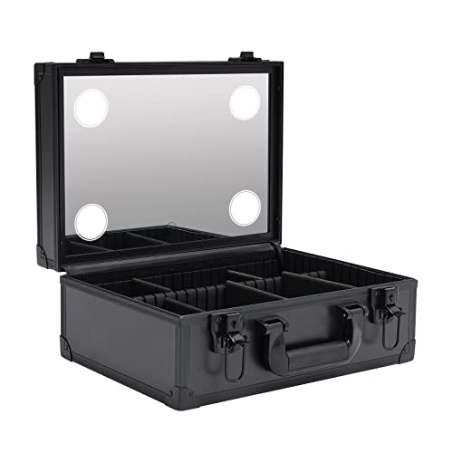 Loobiiny Kosmetisch Organizer,Make-Up Fall Mit Led Licht Spiegel,Schminktasche Mit Verstellbaren TrennwäNden,Kosmetikkoffer von Loobiiny
