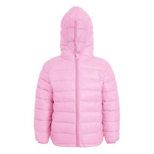 Loodgao Kinder Teenager Winter Jacke Warmer Puffer Mantel Jungen Mädchen Langarm Hoodie Leichte Gesteppt Kapuzejacke Outdoor Jacket gr. 98-176 Rosa 170-176 von Loodgao