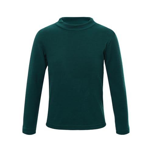 Loodgao Mädchen Jungen Basic Einfarbig T-Shirt Langarm Rollkragen Shirts Winter Thermo Warme Oberteil Weiche Unterhemd Grün 134-140 von Loodgao