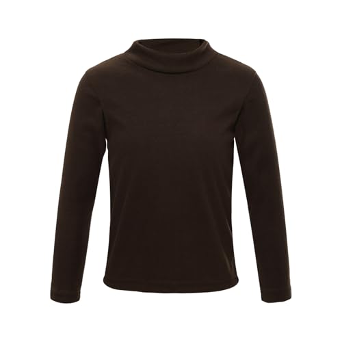 Loodgao Mädchen Jungen Basic Einfarbig T-Shirt Langarm Rollkragen Shirts Winter Thermo Warme Oberteil Weiche Unterhemd Kaffee 146-152 von Loodgao