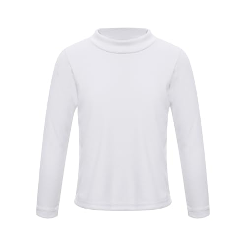 Loodgao Mädchen Jungen Basic Einfarbig T-Shirt Langarm Rollkragen Shirts Winter Thermo Warme Oberteil Weiche Unterhemd Weiß 122-128 von Loodgao