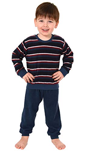 Jungen Langarm Frottee Pyjama Schlafanzug für Kleinkinder mit Bündchen - 291 801 13 578, Größe:104, Farbe:Marine von LOOK