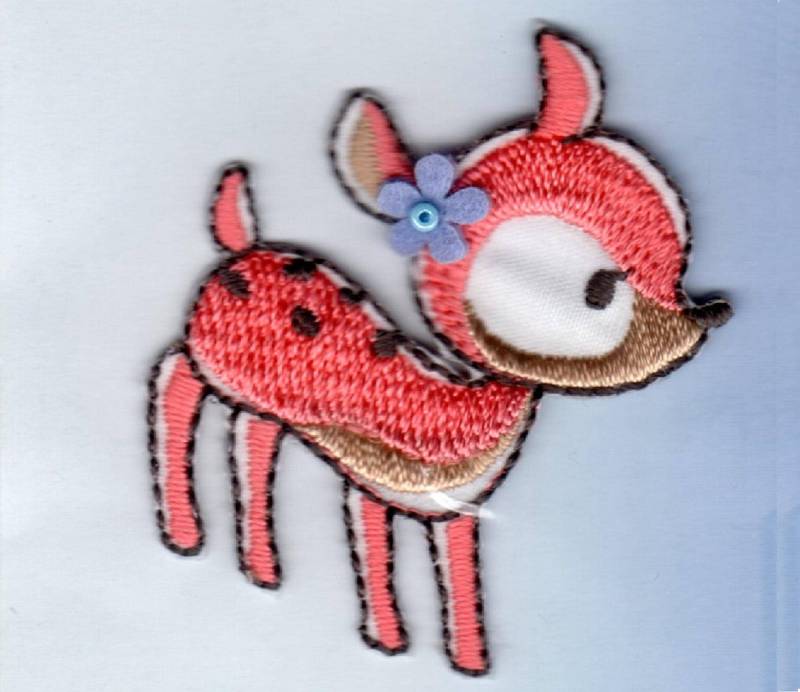 Hirsch in Apricot Und Weiß Aufnäher, Brandneu von Look2cArt