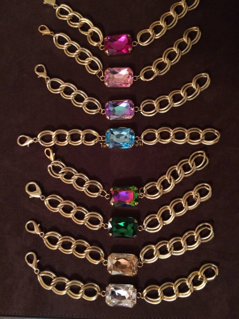 Crystal Gold Double Link Panzerkette Armband Crystal Gold Double Link Panzerkette Armband von LookWhatsNew