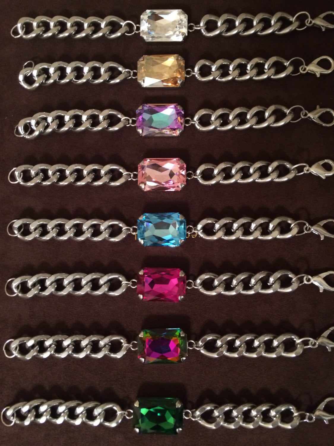Kristall Silber Chunky Panzerkette Armband von LookWhatsNew