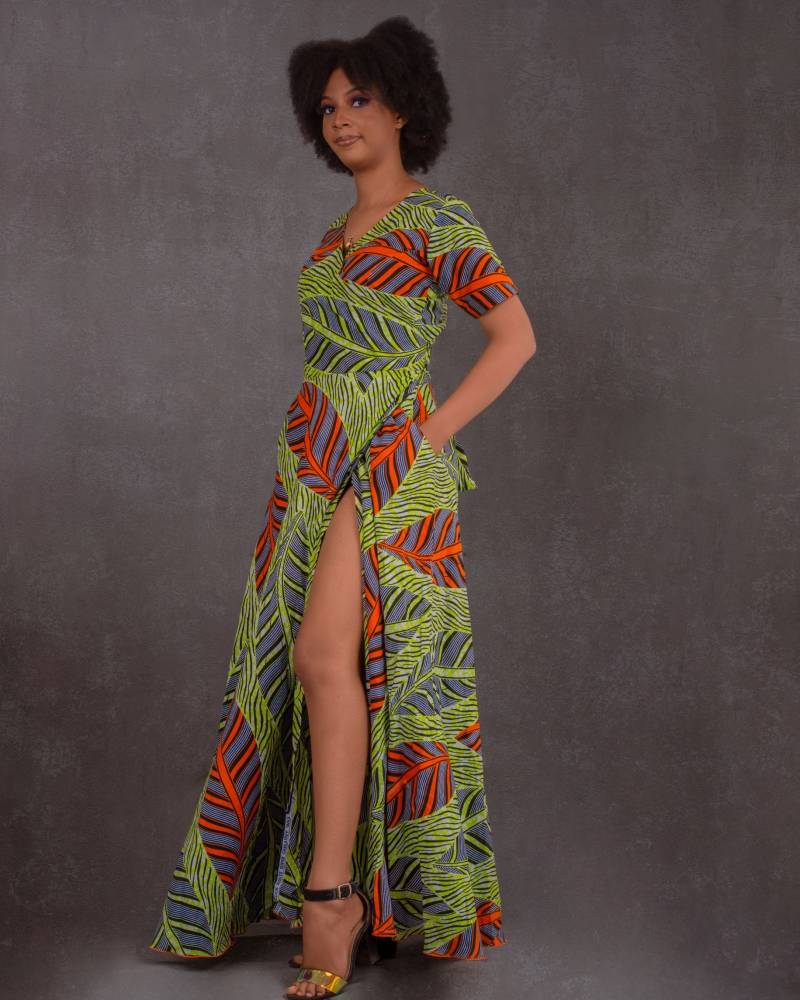 Langes Wickelkleid Aus Grünem Wachs von Lookafrochic