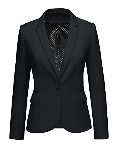 LookbookStore Damen-Blazer mit Reverstaschen, Knopfleiste, Arbeit und Büro, schwarz, XX-Large von LookbookStore