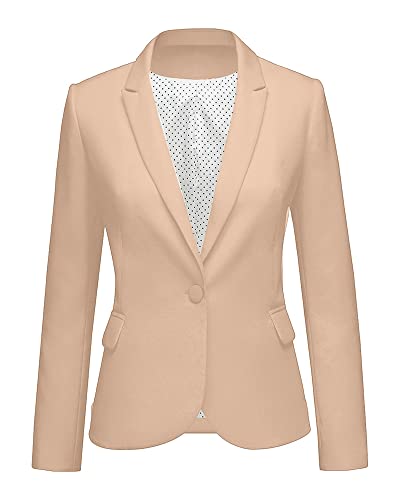 LookbookStore Damen-Blazer mit eingekerbten Reverstaschen, Knopf, Arbeit, Büro, Jacke, Sienna Sand, M von LookbookStore