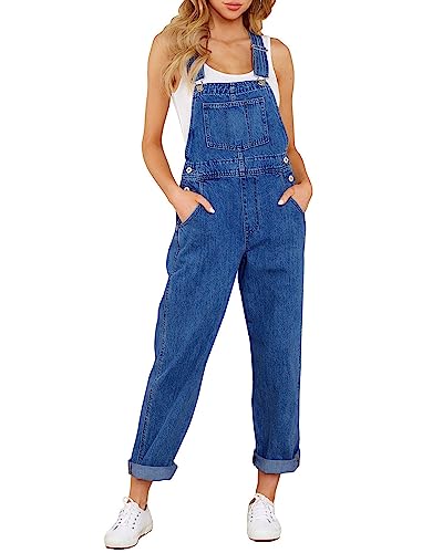 LookbookStore Damen Casual Stretch Denim Bib Overalls Hose Taschen Jeans Jumpsuits, Blau, S von LookbookStore