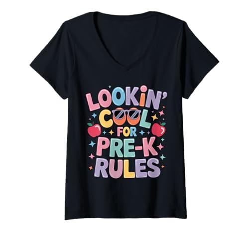 Damen Sieht cool aus für Pre-K Back to School T-Shirt mit V-Ausschnitt von Looking Cool Back to School Tees Pre-K
