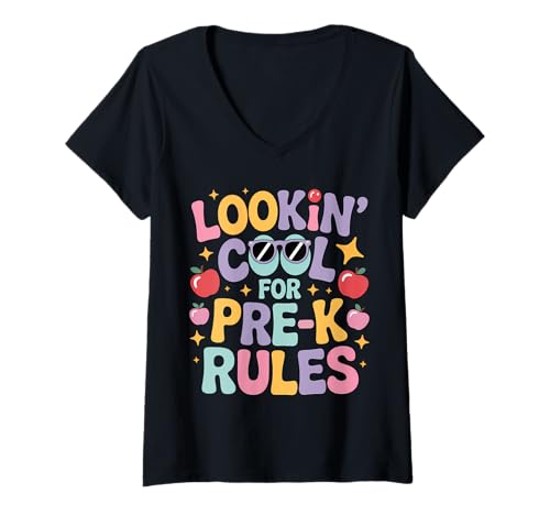 Damen Sieht cool aus für Pre-K Back to School T-Shirt mit V-Ausschnitt von Looking Cool Back to School Tees Pre-K
