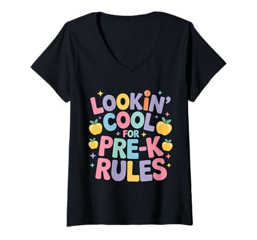 Damen Sieht cool aus für Pre-K Back to School T-Shirt mit V-Ausschnitt von Looking Cool Back to School Tees Pre-K