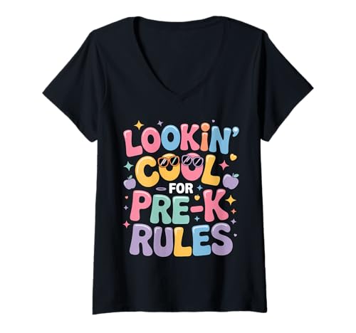 Damen Sieht cool aus für Pre-K Back to School T-Shirt mit V-Ausschnitt von Looking Cool Back to School Tees Pre-K