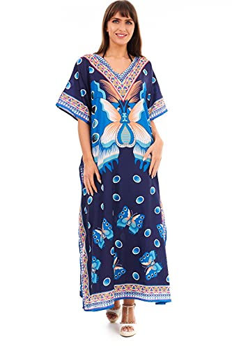 Looking Glam Damen Maxi-Kimono, Kaftan, Tunika, Kaftan, Kleid, Übergröße, Blaugrün 20806, 10-16 von Looking Glam