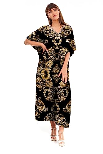 Looking Glam Maxi Long Kaftan Chain Print in voller Länge - Schwarz 40001-38-44 von Looking Glam