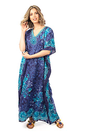 Looking Glam Neu Damen Überdimensional Maxi Kimono Kaftan Tunika Kaftan Damen Top (38-46, Marine 19071) von Looking Glam