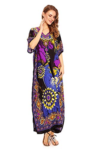 Looking Glam Neu Damen Überdimensional Maxi Kimono Kaftan Tunika Kaftan Damen Top (46-52, Blau - 20809) von Looking Glam