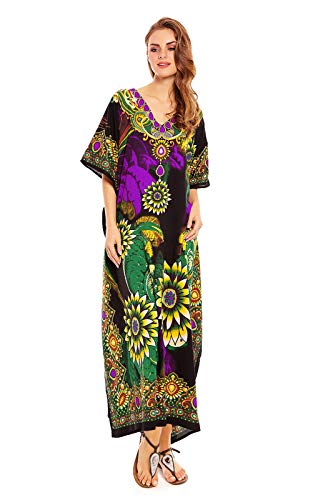 Looking Glam New Ladies Oversized Maxi Kimono Kaftan Tunic Kaftan Dress Free Size, Gr.- 38-44/Etikettengröße- 27, Grün 20809 One Size von Looking Glam