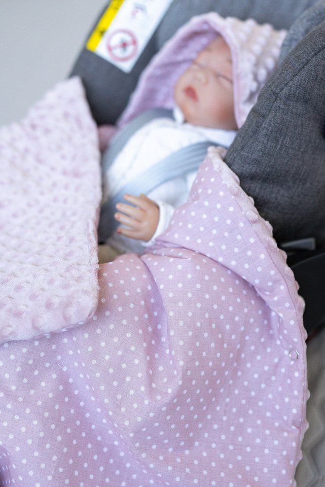 Loolay Babytrage ROSA Einschlagdecke für Kinder Autositz und Babyschale Babytrage (90 x 90 cm MINKY/ Baumwolle Kuscheldecke Kinderwagendecke Babydecke, Neugeborene Mädchen Girl Babyausstattung PREMIUM Babyshower Geschenk), LOOLAY® - 100% Europäische Stoffe und Kleinserien-Nähen! von Loolay