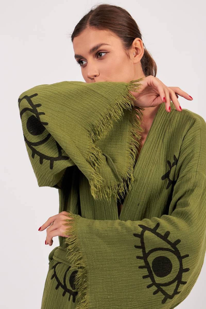 Emerald Eye - Boho Robe Aus 100% Baumwolle | Loungewear Strand Cover Up Emerald Eye - Boho Robe Aus 100% Baumwolle | Loungewear Strand Cover Up von LoomeraStudio