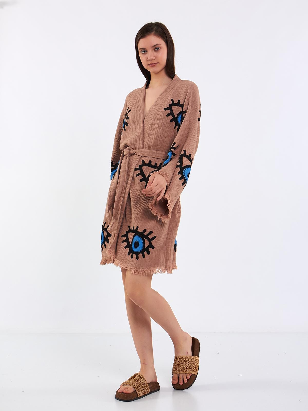 Robe & Loungewear Kurz - Eye Of Desert Boho Aus 100% Baumwolle | Handgefertigte Robe & Loungewear Kurz - Eye Of Desert Boho Aus 100% Baumwolle | Handgefertigte von LoomeraStudio