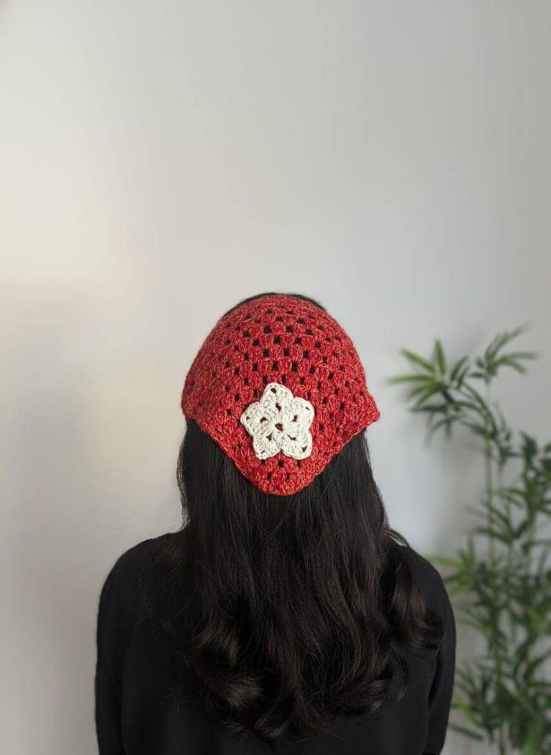 Gehäkelte Baumwolle Bandana, Gehäkelte Netz Stirnband von LoomiaCrafts