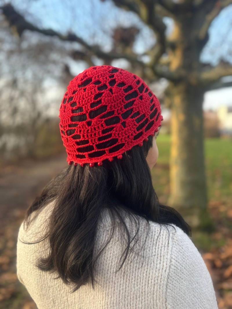 Gehäkelte Perlen Mesh Hut, Boho Sommer Beanie, Strand Handgemachte Festival Skull Cap von LoomiaCrafts