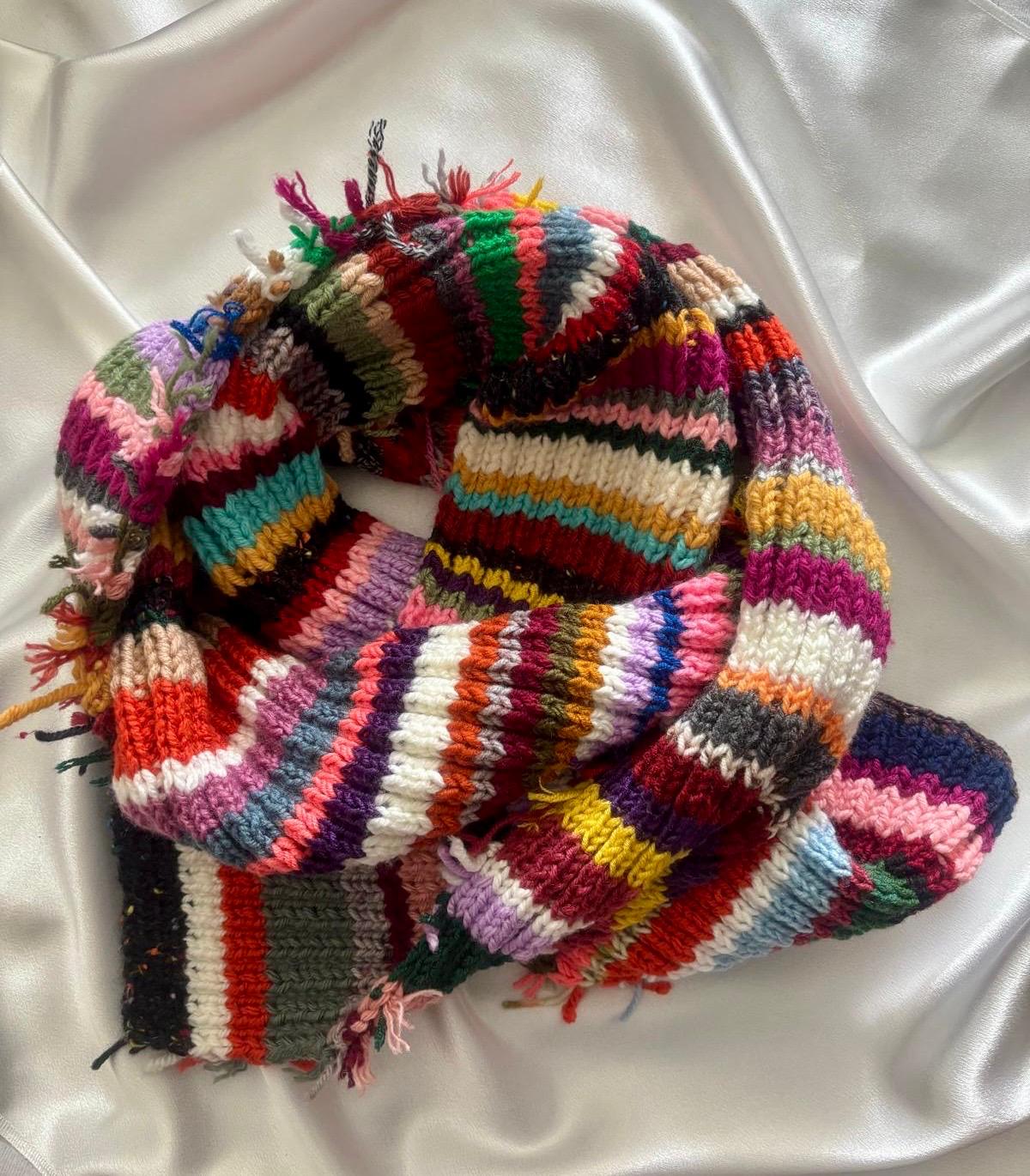 stricken Sie Bunt Gestreiften Schal von LoomiaCrafts