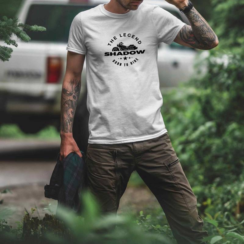 T-Shirt - Shadow Born To Ride, The Legend, Für Honda Vt 750 C & Motorrad Fans, Geschenk Für Biker Und Motorradfahrer von Loomley